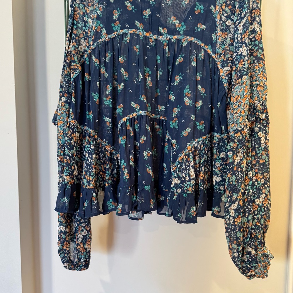NWT Gorgeous Anthropologie Plus Size Sheer Floral Flowy Blouse - Picture 7 of 12